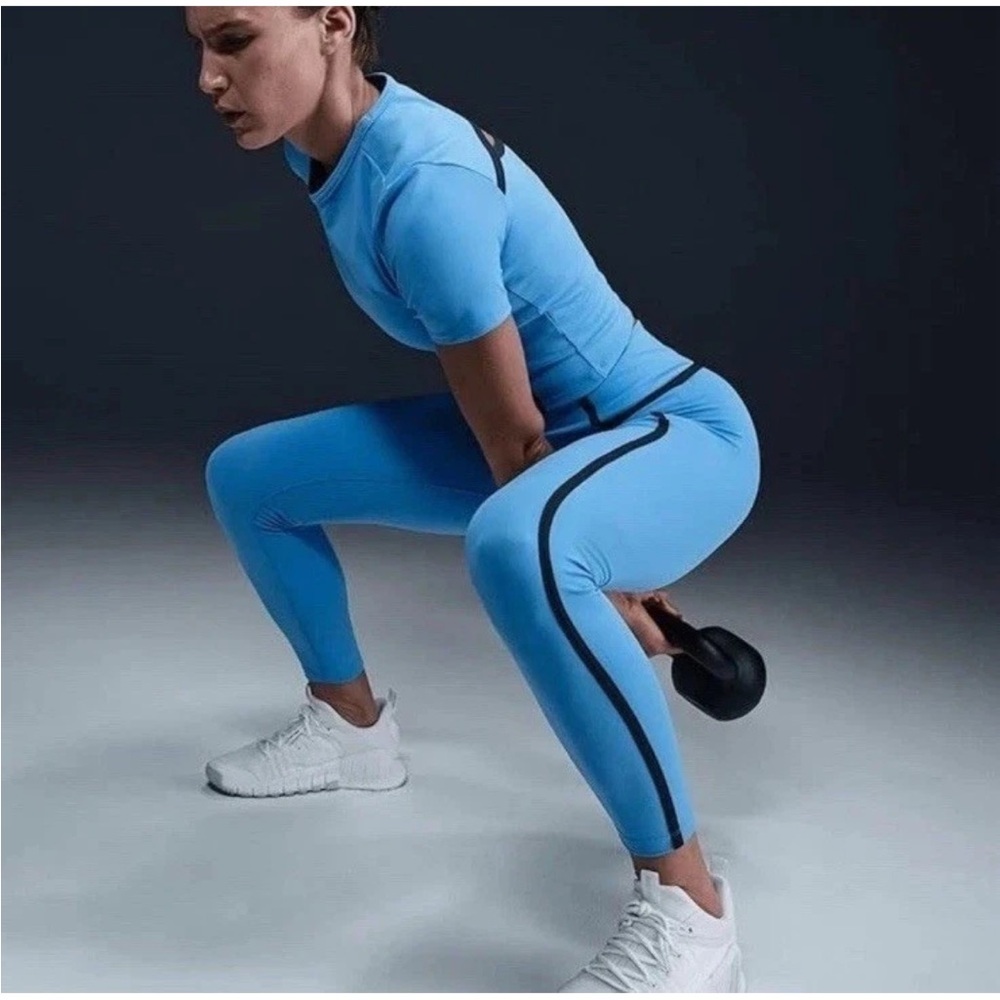 Women Nike One Dry-Fit High-Waisted 7/8 Legging Sz.Xs/Sm/XLg. Sky Blue HJ1137412 - Picture 4 of 16